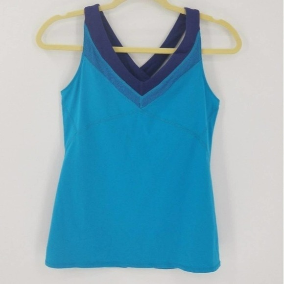 Lucy Blue Athletic Cross Over Keyhole Back Workout Tank Top Size Medium - Picture 1 of 4